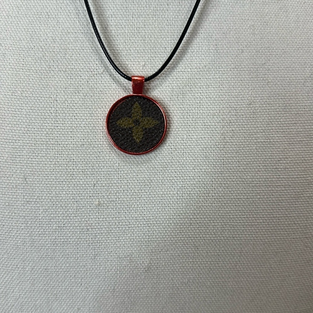 Necklace with upcycled Louis Vuitton monogram charm